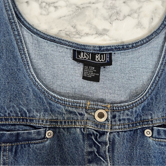 Vintage 90’s Y2K denim button front maxi dress jumper pockets sleeveless 22W - Picture 9 of 10